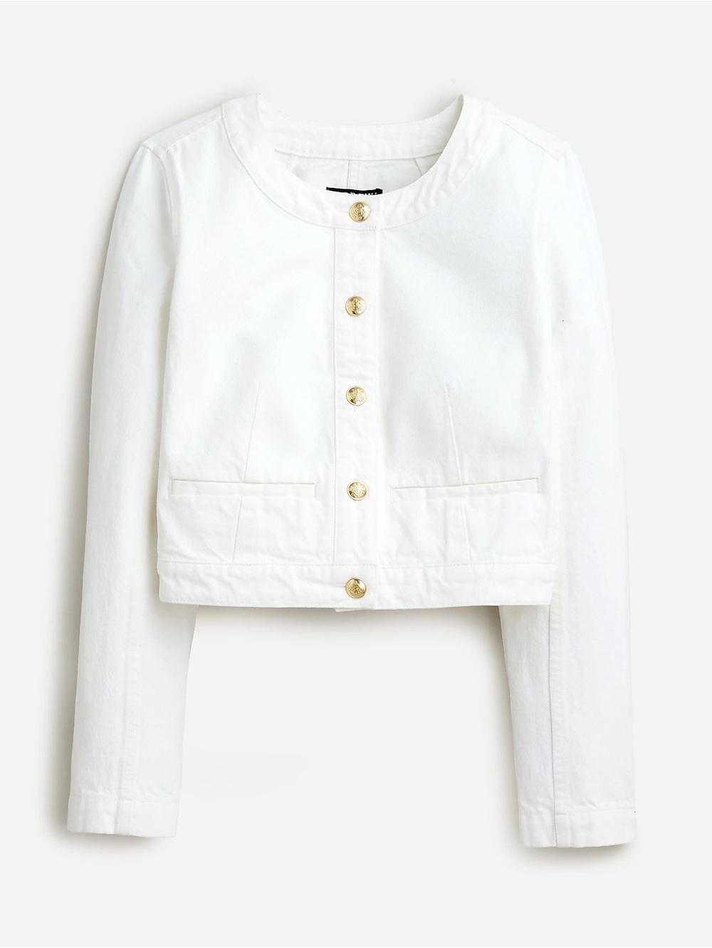 J.Crew White Denim Lady Jacket Collarless Cropped Blazer NWT Size 2P